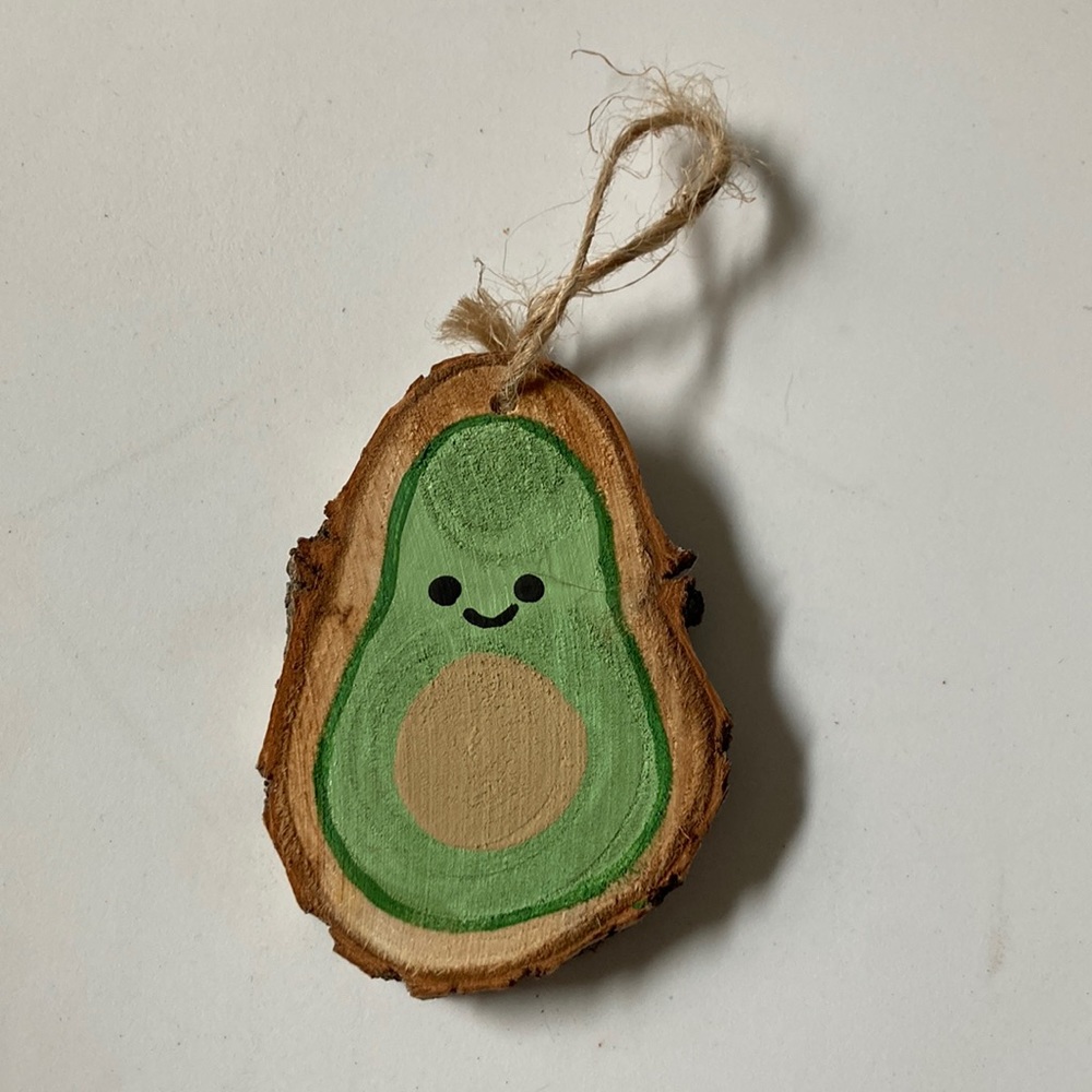 Little avocado wood slice ornament, Christmas ornament, decoration gift tag